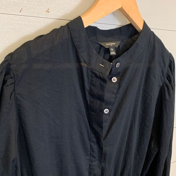 Banana Republic Black Button-Up cinched waist mini dress Womans size XL cotton - Picture 7 of 12